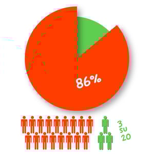 grafico a torta: 86% non passerà il semestre filtro; 3 studenti su 20 non passeranno il semestre filtro grafico a torta: 86% non passerà il semestre filtro; 3 studenti su 20 non passeranno il semestre filtro